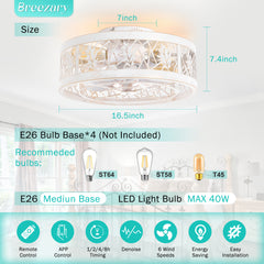 16.5-inch Low Profile Ceiling Fan with Light and Remote (7-blade)