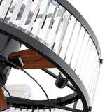 28 Inch Caged Ceiling Fan with Light & Remote Control