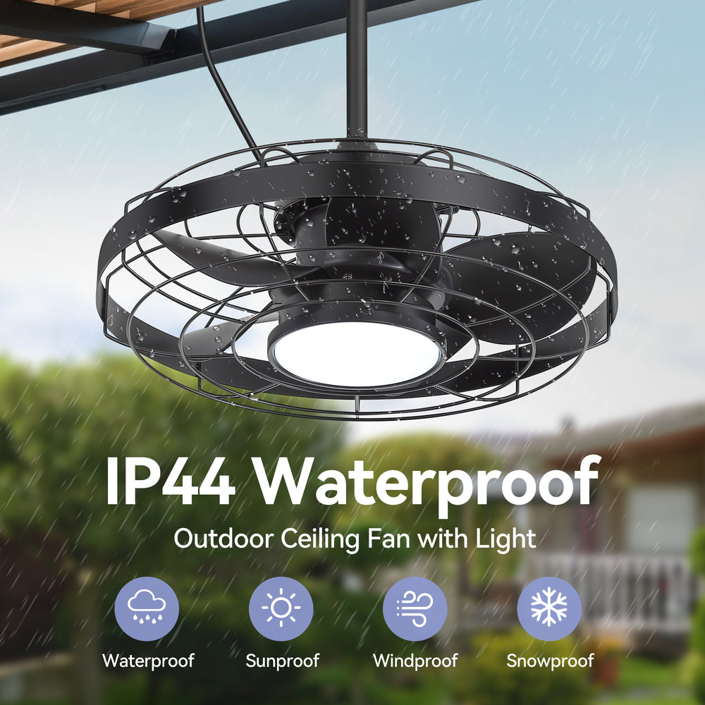 Kairara 20-Inch Outdoor Plug-In Ceiling Fan With Light