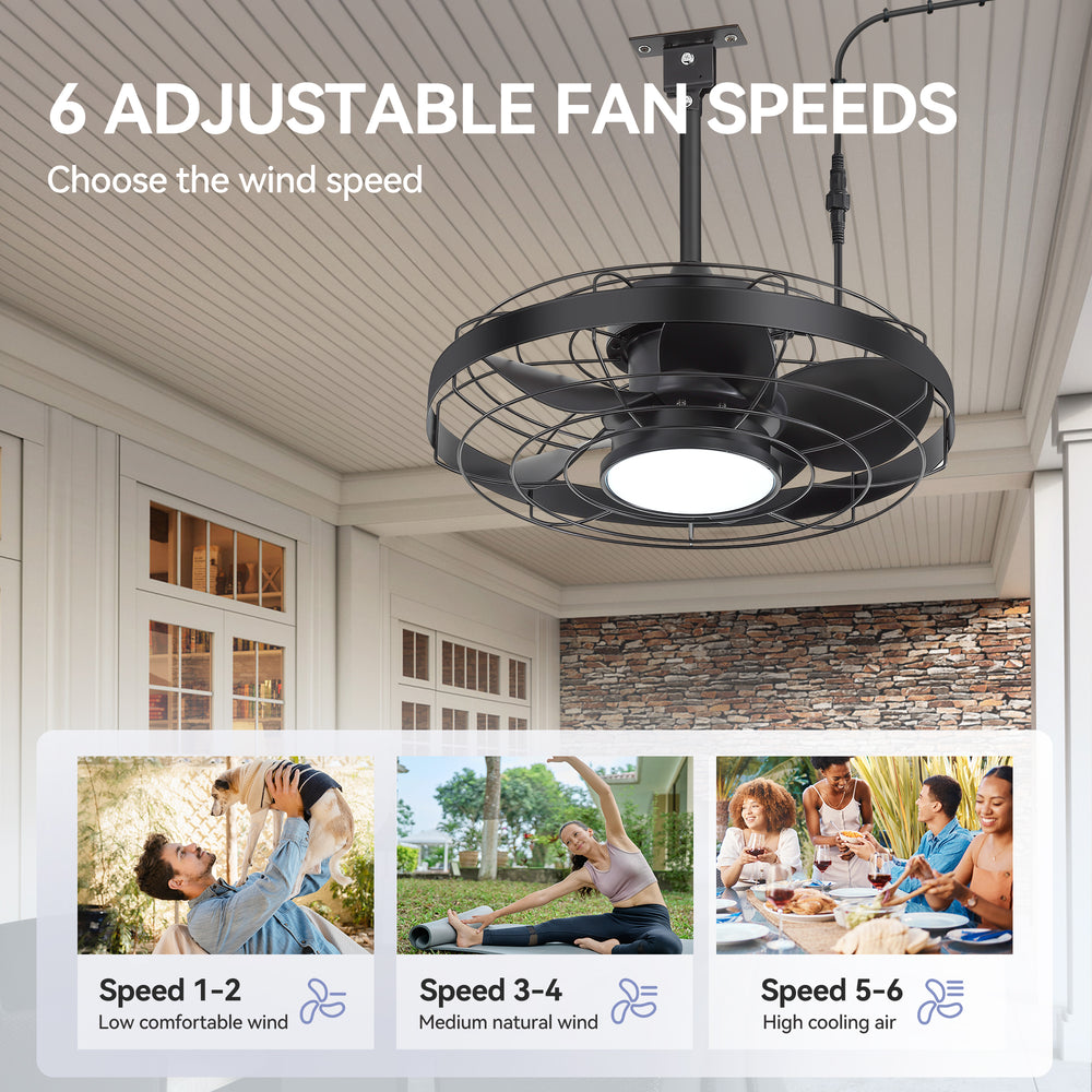Kairara 20-Inch Outdoor Plug-In Ceiling Fan With Light
