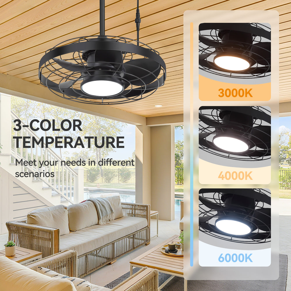 Kairara 20-Inch Outdoor Plug-In Ceiling Fan With Light