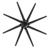 Bottom view of AeroSpan-XL large black ceiling fan showing its 10-blade design