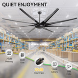 AeroSpan-XL large black ceiling fan with quiet 35dB operation for large indoor spaces