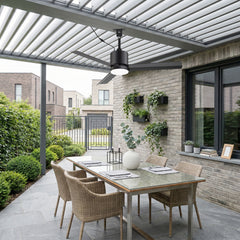 42-Inch Outdoor Ceiling Fan with Light, Matte Black Waterproof Ceiling Fan, 3-Blade Quiet DC Motor, Dimmable LED 3CCT, 6 Speeds Remote, Timer, Reversible for Patio Porch Gazebo