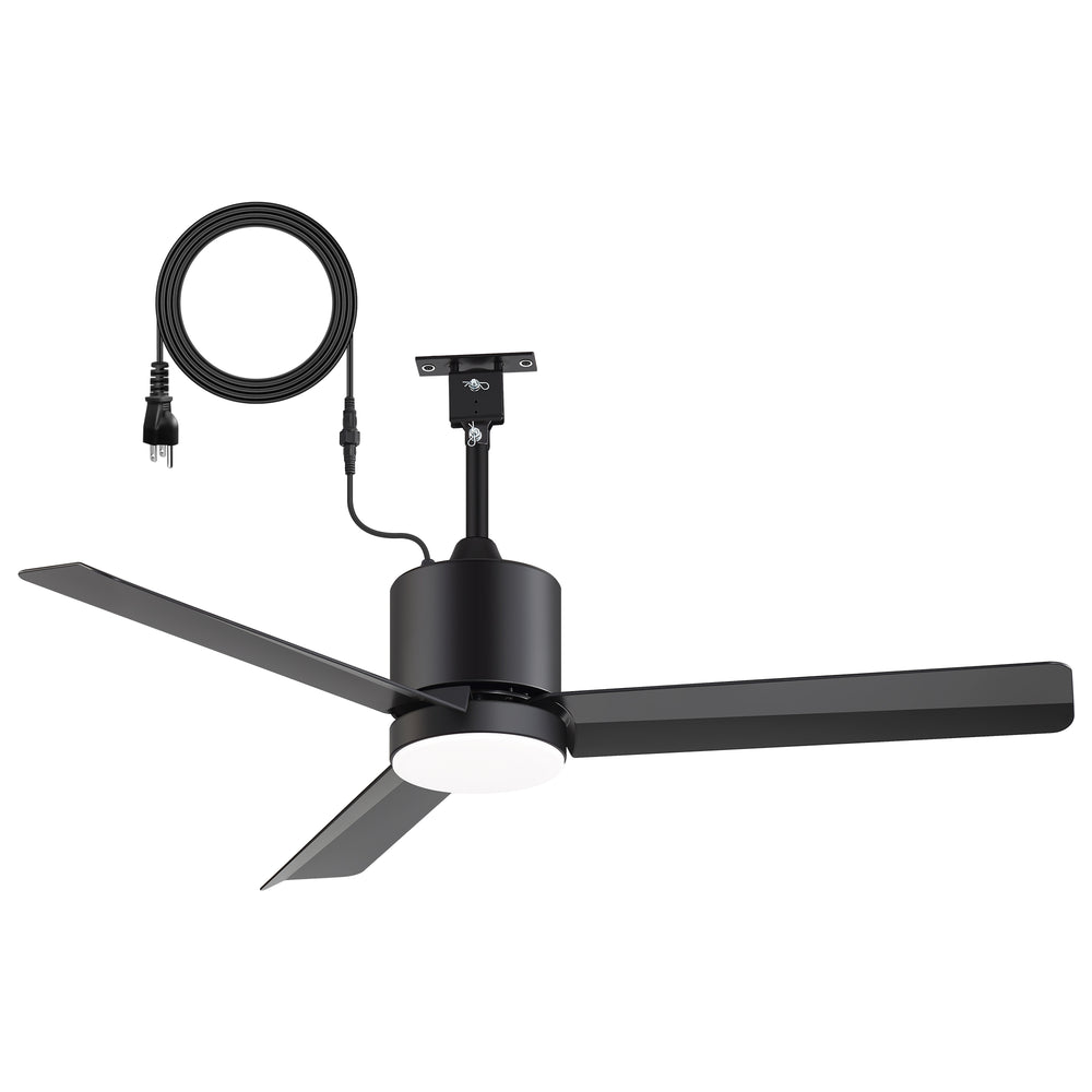 42-Inch Outdoor Ceiling Fan with Light, Matte Black Waterproof Ceiling Fan, 3-Blade Quiet DC Motor, Dimmable LED 3CCT, 6 Speeds Remote, Timer, Reversible for Patio Porch Gazebo