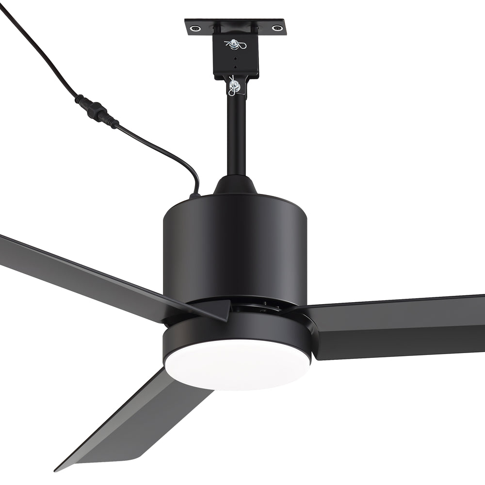 42-Inch Outdoor Ceiling Fan with Light, Matte Black Waterproof Ceiling Fan, 3-Blade Quiet DC Motor, Dimmable LED 3CCT, 6 Speeds Remote, Timer, Reversible for Patio Porch Gazebo