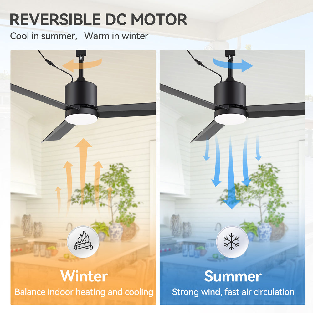 42-Inch Outdoor Ceiling Fan with Light, Matte Black Waterproof Ceiling Fan, 3-Blade Quiet DC Motor, Dimmable LED 3CCT, 6 Speeds Remote, Timer, Reversible for Patio Porch Gazebo