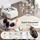 Avelis 20-Inch Crystal Caged Ceiling Fan With Light & Remote