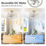 Avelis 20-Inch Crystal Caged Ceiling Fan With Light & Remote