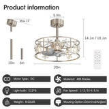 Avelis 20-Inch Crystal Caged Ceiling Fan With Light & Remote