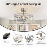 Avelis 20-Inch Crystal Caged Ceiling Fan With Light & Remote