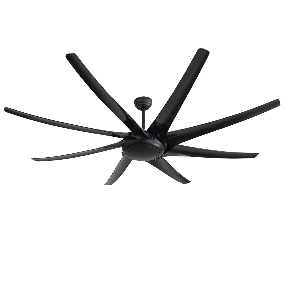AeroSpan-XL large black 10-blade ceiling fan on white background