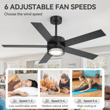 Ventorra 52/72 Inch Ceiling Fan With Light and Remote