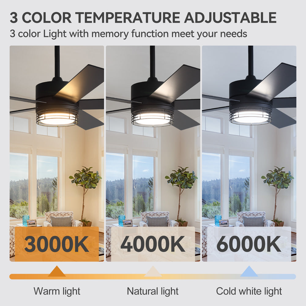 Ventorra 52/72 Inch Ceiling Fan With Light and Remote