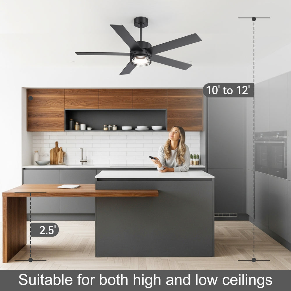 Ventorra 52/72 Inch Ceiling Fan With Light and Remote