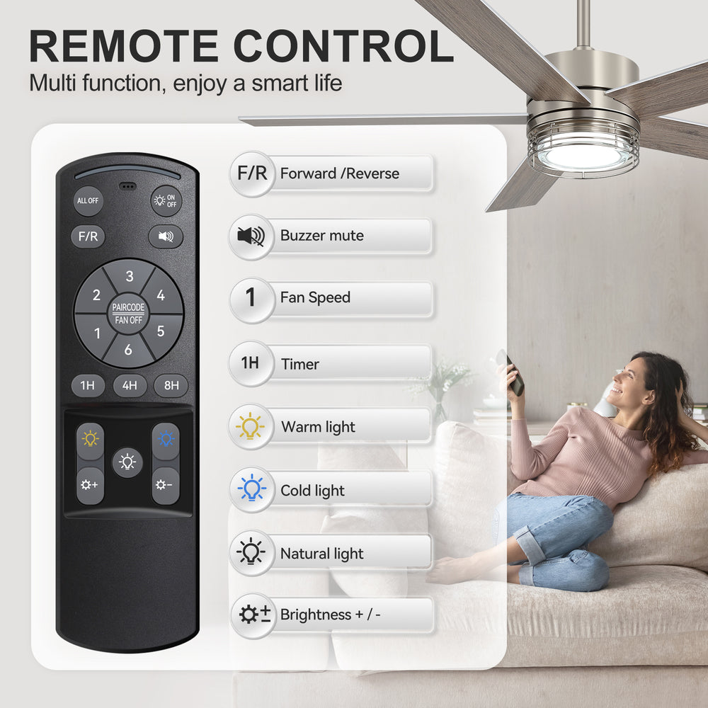 Ventorra 52/72 Inch Ceiling Fan With Light and Remote