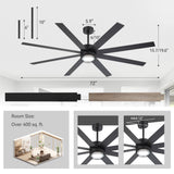 Ventorra 52/72 Inch Ceiling Fan With Light and Remote