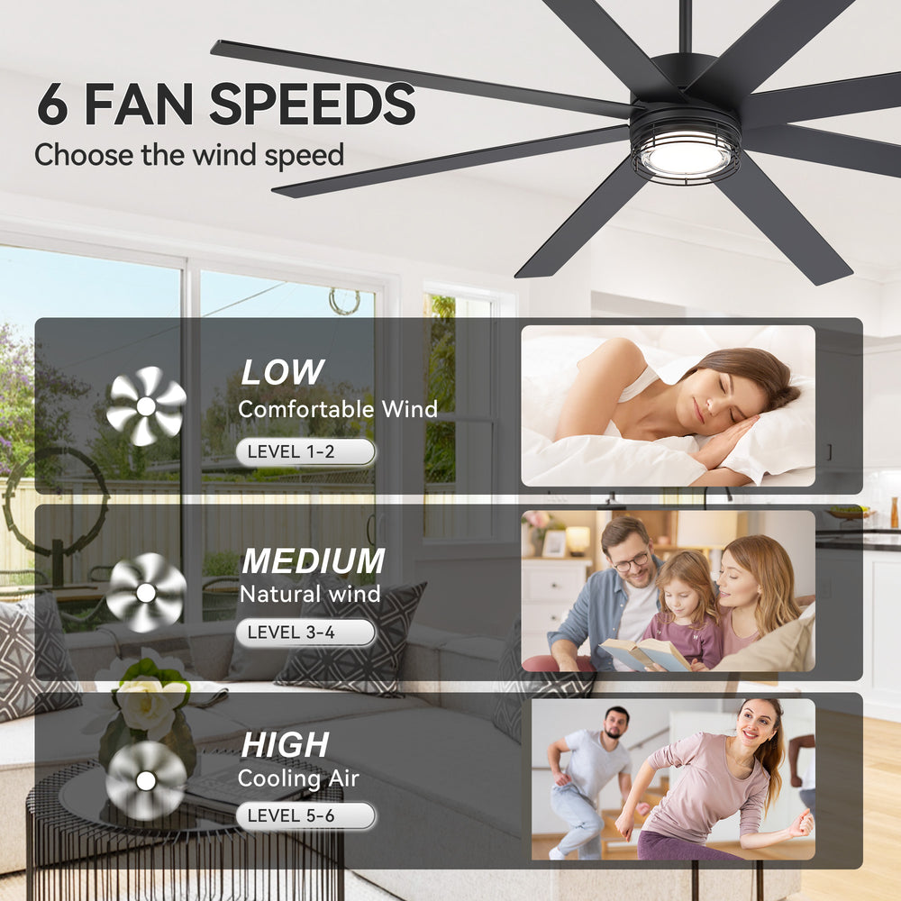 Ventorra 52/72 Inch Ceiling Fan With Light and Remote