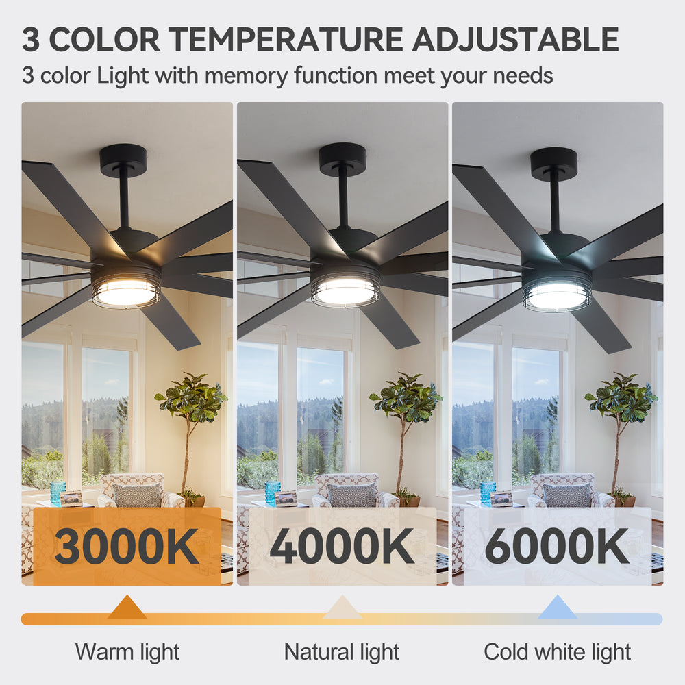 Ventorra 52/72 Inch Ceiling Fan With Light and Remote