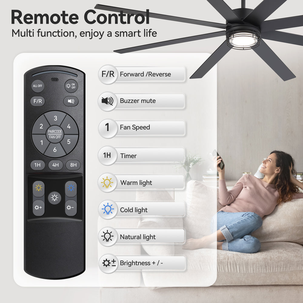 Ventorra 52/72 Inch Ceiling Fan With Light and Remote