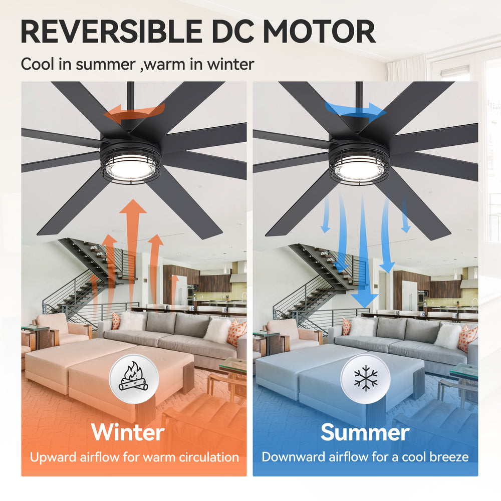 Ventorra 52/72 Inch Ceiling Fan With Light and Remote