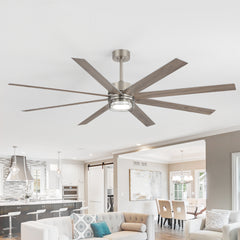 52/72-Inch Large Indoor Ceiling Fan with Dimmable LED Light & Remote, Quiet Energy-Efficient DC Motor, 8 Reversible Blades, 6-Speed Reversible, 3-CCT (3000K/4000K/6000K), Includes 6" & 10" Downrods