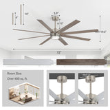 Ventorra 52/72 Inch Ceiling Fan With Light and Remote