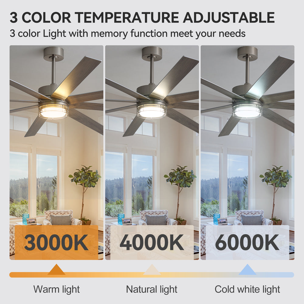 Ventorra 52/72 Inch Ceiling Fan With Light and Remote