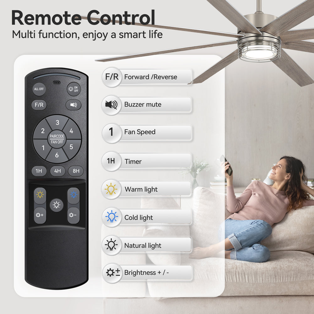 Ventorra 52/72 Inch Ceiling Fan With Light and Remote