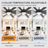 Kestis 72-inch black 10-blade ceiling fan with 3 color temperatures 3000K warm 4000K natural 6000K cold