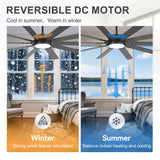 Kestis 72-inch black 10-blade ceiling fan reversible DC motor summer cool breeze winter warm airflow