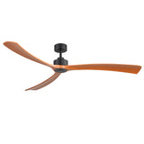 Koren 72 inch black ceiling fan with no lights featuring 3 wood blades