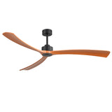 Koren 72 inch black ceiling fan with no lights featuring 3 wood blades