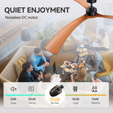 Koren 72 inch black ceiling fan with no lights featuring a quiet 35dB DC motor for comfortable low-noise operation