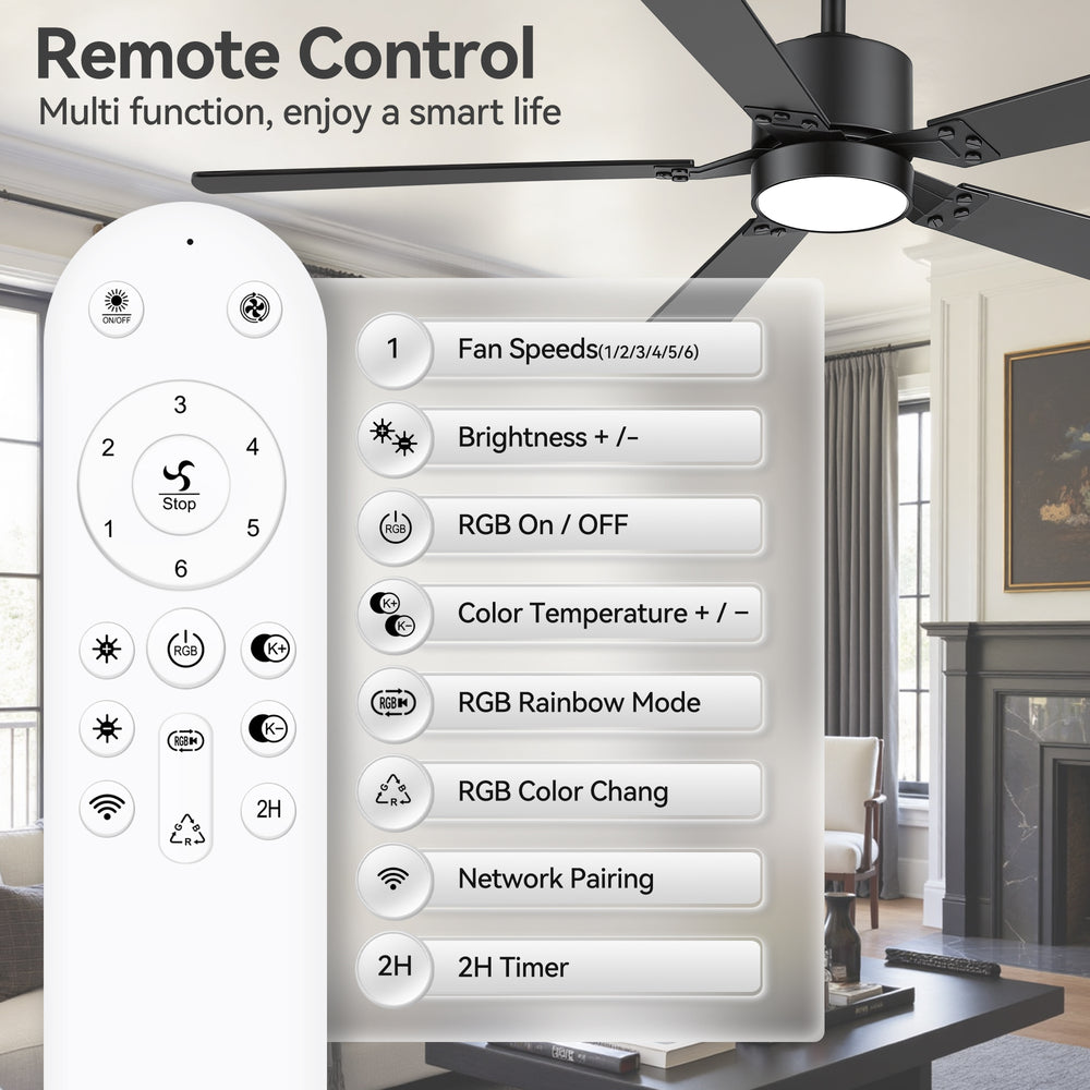 Levelle 52-Inch Smart Ceiling Fan With RGB Light
