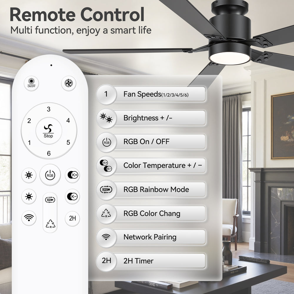 Levelle 52-Inch Smart Ceiling Fan With RGB Light
