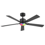Loron 52-Inch Black Ceiling Fan With RGB Light & Remote