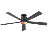 Loron 52-Inch Black Ceiling Fan With RGB Light & Remote