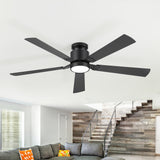 Loron 52-Inch Black Ceiling Fan With RGB Light & Remote