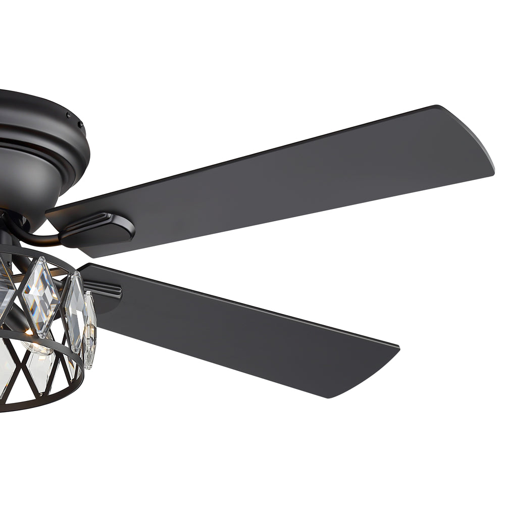 Solvian 52" Crystal Flush Mount Ceiling Fan With Light & Remote