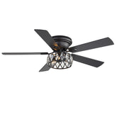 Solvian 52" Crystal Flush Mount Ceiling Fan With Light & Remote