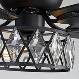 Solvian 52" Crystal Flush Mount Ceiling Fan With Light & Remote