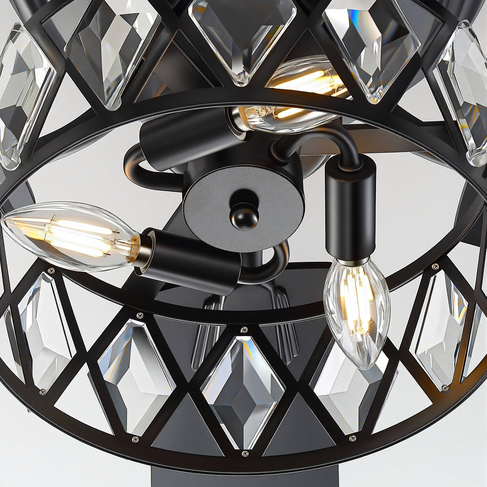 Solvian 52" Crystal Flush Mount Ceiling Fan With Light & Remote