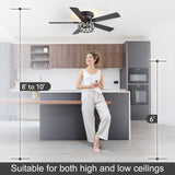 Solvian 52" Crystal Flush Mount Ceiling Fan With Light & Remote