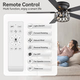 Solvian 52" Crystal Flush Mount Ceiling Fan With Light & Remote