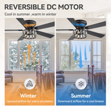 Solvian 52" Crystal Flush Mount Ceiling Fan With Light & Remote