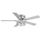 Solvian 52" Crystal Flush Mount Ceiling Fan With Light & Remote