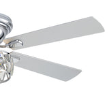Solvian 52" Crystal Flush Mount Ceiling Fan With Light & Remote