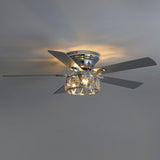 Solvian 52" Crystal Flush Mount Ceiling Fan With Light & Remote