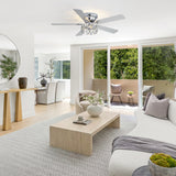 Solvian 52" Crystal Flush Mount Ceiling Fan With Light & Remote